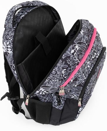 Ергономний шкільний рюкзак Budmil для хлопчиків та дівчаток 32L - для підлітків та дітей від 5 класу - водонепроникний, з 3 відділеннями та вентильованою спинкою, Edwin White Flower