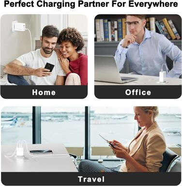 Зарядний пристрій USB-C 50W, 5 портів: 2 USB-C та 3 USB-A, Power Delivery 3.0, швидка зарядка для iPhone, Samsung, телефонів, планшетів - Бежевий