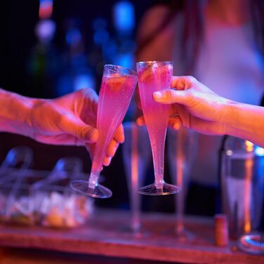 120 склянок для шампанського MATANA Premium з блискітками срібла та золота, 133 мл - пластикові келихи для шампанського, келихи-флейти, келихи для коктейлів, келихи для вина на весілля, свята - стабільні, багаторазові, з міксованим блискітками, 120 шт.