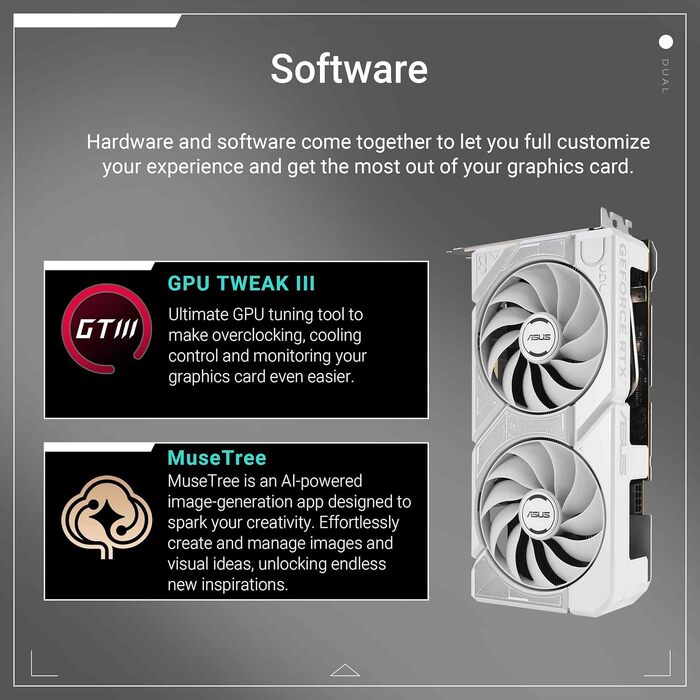 Ігрова відеокарта ASUS TUF Gaming GeForce RTX 5060 OC Edition 8GB GDDR7, біла, PCIe 5.0, DLSS 4