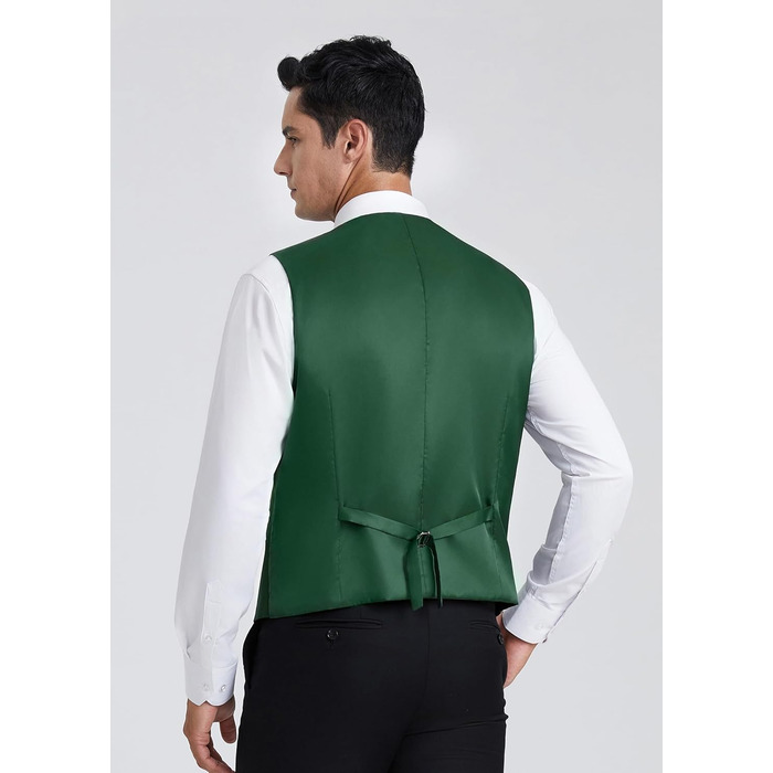 HISDERN Жилет чоловічий для весілля, класичний, ретро, бавовна, однотонний, елегантний, для бізнесу, вечірки, XS-4X (XXL, Зелений)