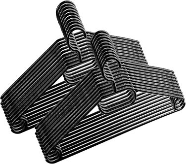 Чорні вішалки для одягу 20 шт. з обертовими гачками, економія місця, пластик, довжина 41 см, Made in EU, екологічні (100% перероблений матеріал), модель Minnie