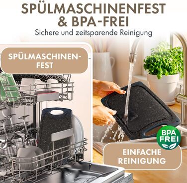 Набір дерев'яних обробних дощок Blumtal (S/M/L) - 3 шт. з канавками для соку та ручкою, BPA free, міцні, чорні