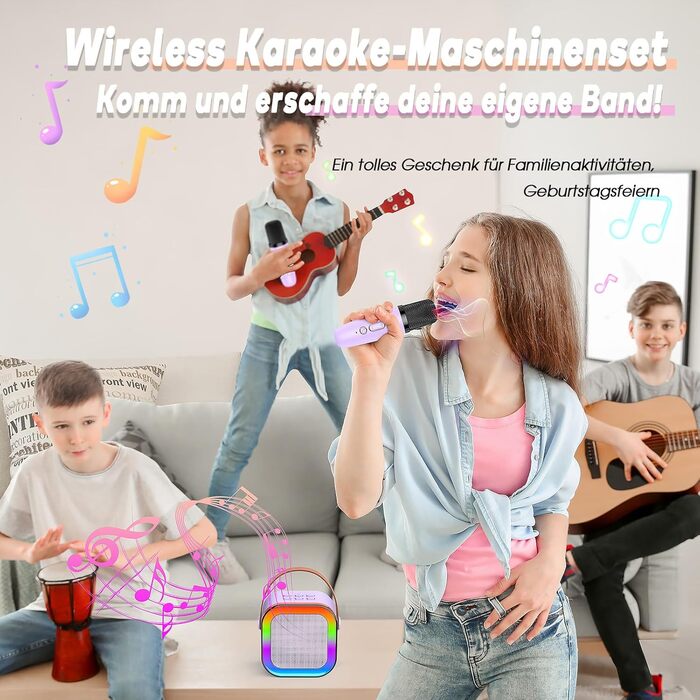 Караоке-мікрофон для дітей Dislocati 3-12 років з Bluetooth та LED-підсвіткою, фіолетовий. Портативна музична іграшка для вечірок