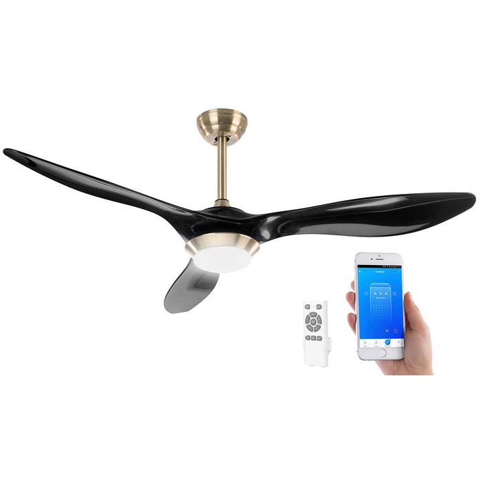 Стельовий вентилятор Sichler з LED-лампою та керуванням Alexa: 2-в-1, Wi-Fi, голосове керування, таймер, 1000 лм