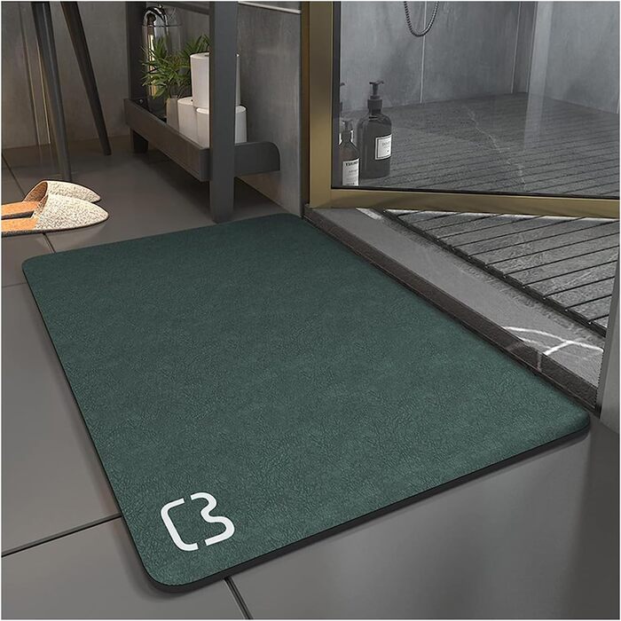 Absorbent Bath Mat, Non-Slip Bathroom Rug, Microfiber Bath Mat, Non-Slip Shower Mat, Quick-Drying, Rug for Living Room, Kitchen and Toilet, Machine Washable (Dark Green, 40*60) Dark Green 40 x 60 cm