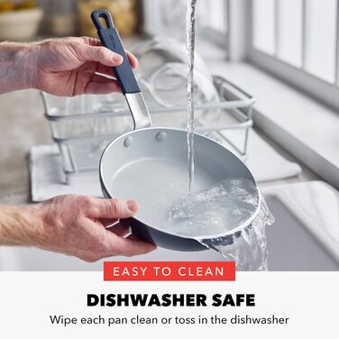 Набір кухонного посуду GreenPan x Bobby Flay 13 предметів: професійне алюмінієве покриття, антипригарне (PFAS-free), індукційні плити, силіконові ручки, безпечне для посудомийної машини та духовки, сірий (Графіт/Nature's Delight), блакитний Оксфорд