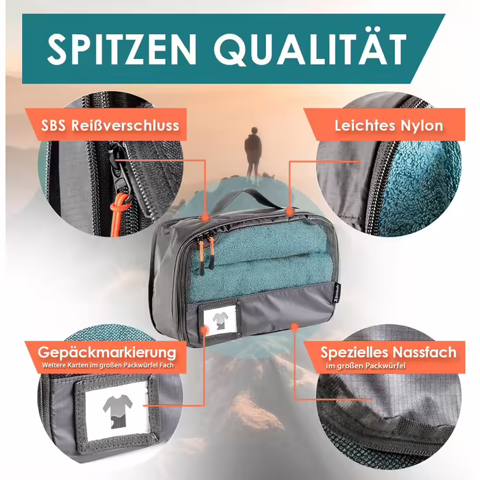 SEESCHWALBE Packing Cubes Set with Compression | Packing Cubes | Pack Bags & Luggage Organizer for Backpack & Travel Suitcase | Extra Lightweight Clothing Bags as Suitcase Organizer (6-piece, grey)