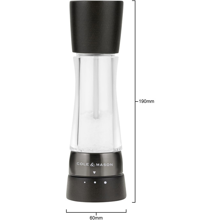 Набір для солі та перцю Cole & Mason Derwent Roségold - ручний млин з регульованою керамічною жорна, дерево/акрил, 190 мм, Precision+, подарунковий набір