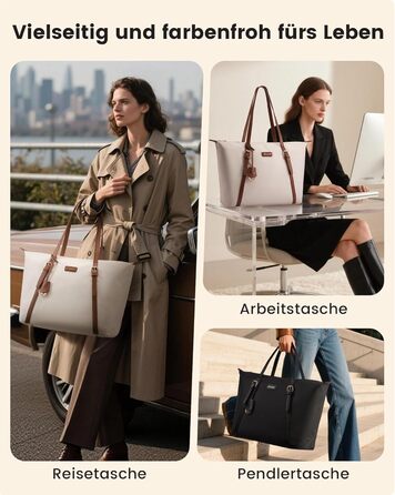 Сумка для ноутбука LOVEVOOK жіноча велика шопер для роботи, університету, школи (бежева, 15.6 дюймів)