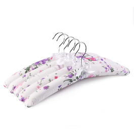 Amber Home 10-Piece 43cm Printed White Satin Clothes Hangers, Soft Silk Hangers for T-Shirt, Shirt, Coat, Dress, Tank Top, Wedding Dress, Sweater with Swivel Hook