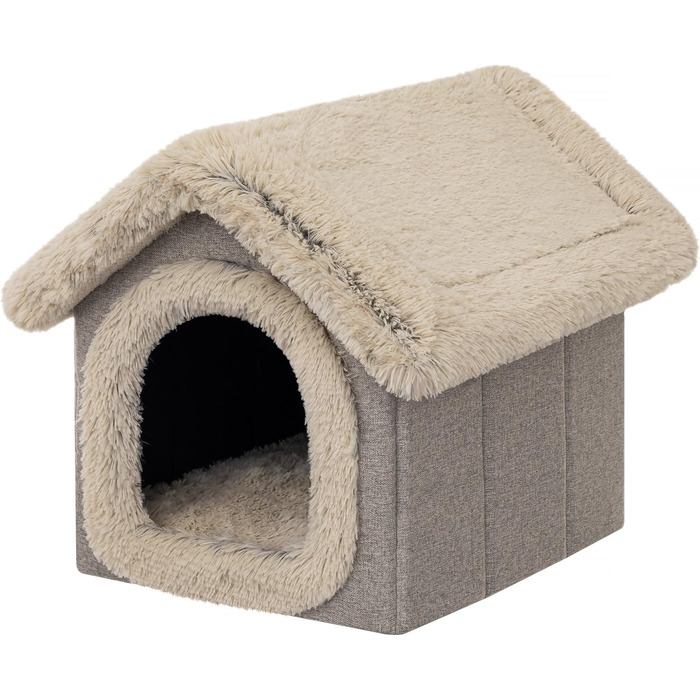 Будиночок для тварин: собачий/кітчий домік, м'яка печеринка, 55x60x60 см, капучино