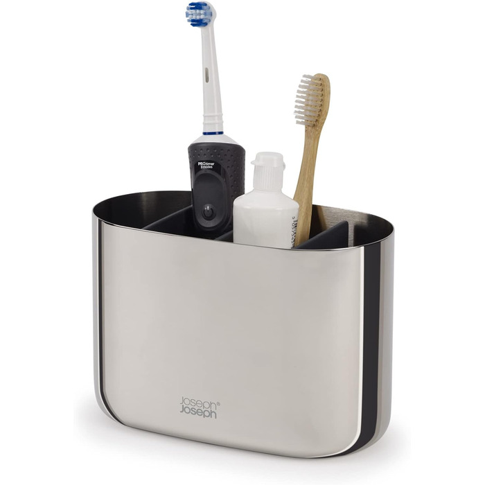 Joseph Joseph EasyStore - Luxus Edelstahl Zahnbürstenhalter Caddy Badezimmer Lagerung, groß - Steel