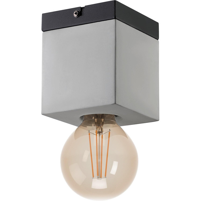 Настільна лампа EGLO Prestwick: вінтажний стиль, індустріальний дизайн, бетонна основа сірого кольору, вимикач, патрон E27