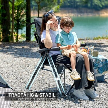 Крісло для кемпінгу Timber Ridge складне з широким сидінням 55 см, XXL, 150 кг, з кишенею, для кемпінгу, саду, балкону