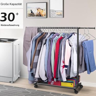 MISSLO Small Clothes Rack for Hanging Clothes, Rolling Garment Rod Stable for Kids, Toddler, Baby, Little Girls, Adults (Black)