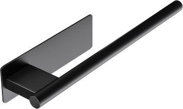 Тримач для рушників на клейкій основі без свердління, 28 см, нержавіюча сталь, срібляний (чорний, одноручний)