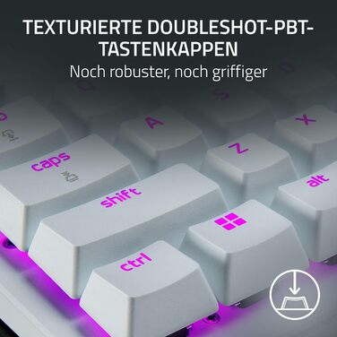 Клавіатура Razer Huntsman V3 Pro TKL Mercury: 60% механічна з оптичними перемикачами Red, Doubleshot PBT, USB-C, QWERTY US-Layout
