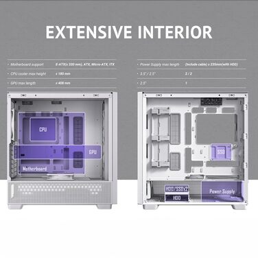 Корпус для ПК Antec Flux Midi Tower, чорний/білий, Gaming Case