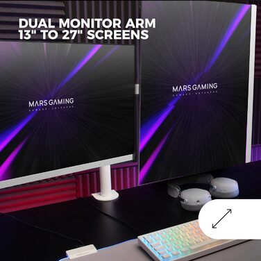 Подвійний кронштейн для моніторів Mars Gaming MARM2 White (до 27