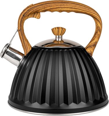 Чайник для води Karl Hausmann Induktion 3L, чорний, з автоматичним свистком, нержавіюча сталь, для всіх типів плит