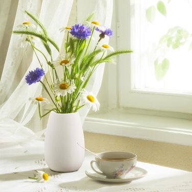 Керамічна ваза RANJIMA біла, ваза для квітів, декор, сучасний стиль, кругла, для пампас трави, 17 см, для дому та офісу