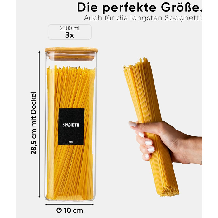 Набір скляних контейнерів для зберігання Deco haus® (6 шт.) з кришкою, етикетками - герметичні банки для круп, макаронів, спецій