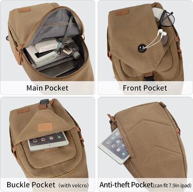 Чоловіча нагрудна сумка через плече з канвасу, водонепроникна, антикрадіжна, для подорожей, спорту та активного відпочинку (колір: коричневий, розмір: L)