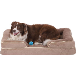 Зручне ортопедичне ліжко для собак середніх порід, хакі, 75x50x15 см. Легко миється, з неслизьким дном