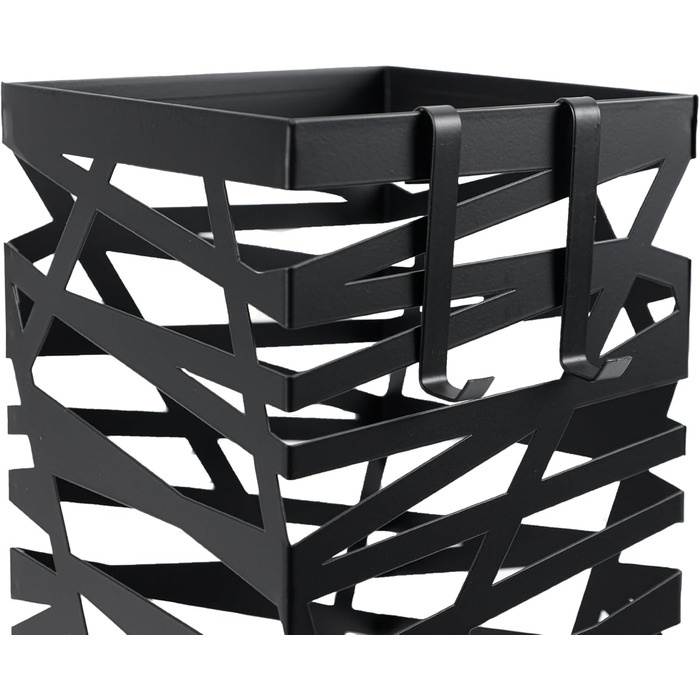 Dönges Maxi Metal Umbrella Stand with Drip Tray & Hooks - Space-Saving, Elegant Black - Ideal for Entryway & Foyer Decoration