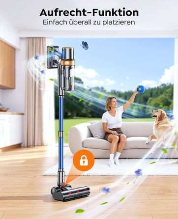 Бездротовий акумуляторний пилосос 600W/50KPA/65хв з док-станцією, для дому та авто, блакитний