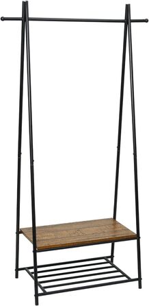 Coat rack, clothes rail, coat rack with shoe storage, metal frame, for hallway, living room and veranda, retro-industrial clothes rack, 64cm x 41cm x 162cm, retro brown-black