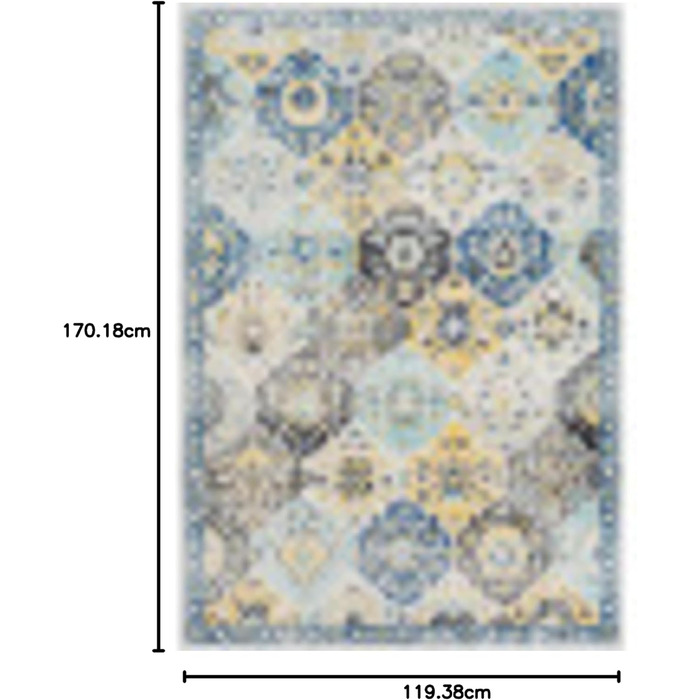 Килим Livabliss Sicily Vintage 120x170 см - для вітальні, спальні, їдальні, у стилі бохо та східний, кольори: блакитний, гірчичний, чорний, сірий