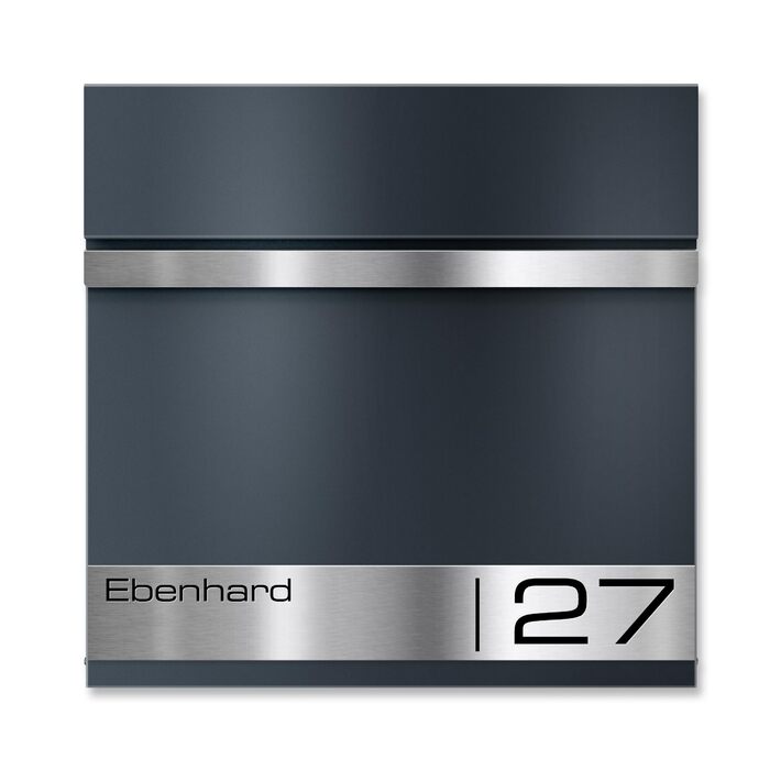 Поштова скринька Metzler Premium з газетницею Anthrazit (Антрацит) - персоналізована з табличкою для імені - високоякісна настінна поштова скринька з нержавіючої сталі V2A з порошковим покриттям RAL 7016, модель Stencil