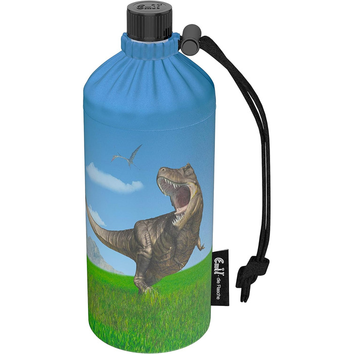 Emil Glass Water Bottle for Girls & Boys, Insulated Glass Bottle for School, Leisure, Sports: Kids & Parents Dinosaur 0.4l