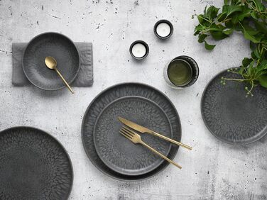 Набір посуду CreaTable Serie Uno Volcano 12 предметів, кераміка, Португалія - темний вулканічний
