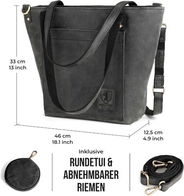 Сумка жіноча шкіряна через плече Berliner Bags Verona, велика шопер-сумка з YKK-блискавкою, темно-сіра