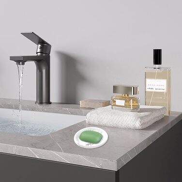 Підставка для мила MYLERCT для ванної кімнати та кухні, 11.5 x 10 см, з антиковзними наклейками, з імітацією мармуру