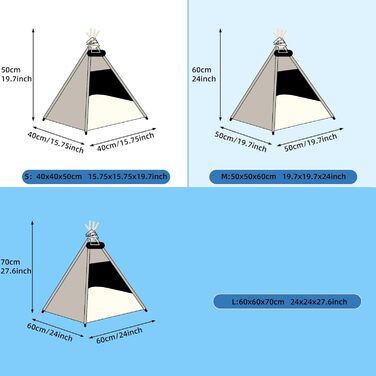 Намет для тварин Tipi з двостороннім подушкою. Будиночок для собак/кішок, кроликів, хом'яків. Знімний та миючий. 50x50x60 см, сірий.