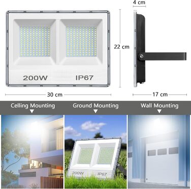 LED прожектор YIQIBRO для вулиці 50Вт, 2шт, 5000Лм, 7000K холодне біле світло, IP67 водонепроникний, зовнішнє освітлення для саду, гаража, двору, тераси