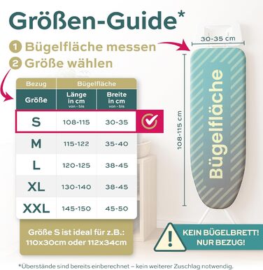 Покриття для прасувальної дошки Turbo 120x40 см – відбиває тепло для швидкого прасування, легка установка, 2x комфортні подушечки, сертифікат OEKOTEX100, сірий/білий колір