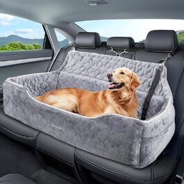 AutoZen Dog Car Seat for Medium to Large Dogs up to 54 lbs - Washable & Removable Pet Seat Cover for Back Seat, Grey