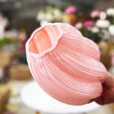 Скляна ваза для квітів, 24 см, сучасний мінімалістичний дизайн, ручної роботи, для дому, офісу, як подарунок (рожева)