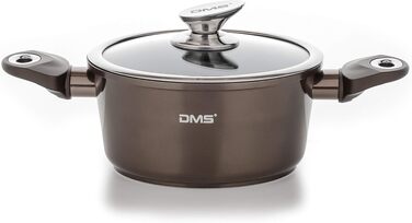 Набір посуду для індукційних плит DMS Carbon Metalic, 15 предметів: каструлі, сковорідки, кришки та кухонне приладдя, мармурове покриття