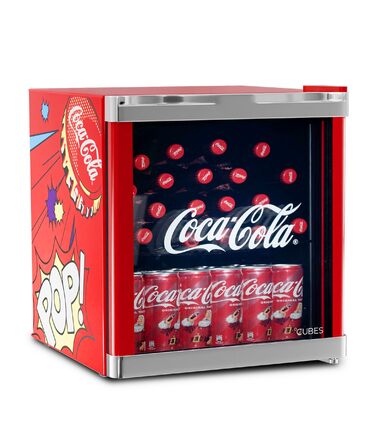 Холодильник Coca-Cola PopArt Mini (48L) - Кольоровий міні-холодильник з дверцятами зі скла, тихий та енергоефективний. Ідеально для офісу, вечірок та геймінгу. Для напоїв.