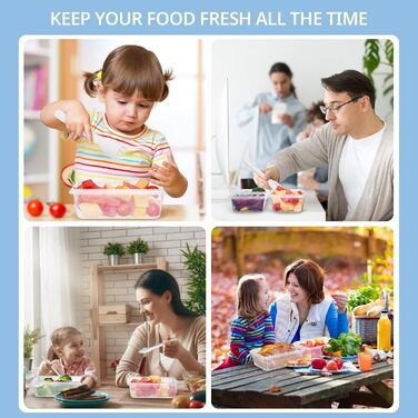 12 контейнерів для зберігання їжі з кришкою, контейнери для заморожування, meal prep бокси, 6 x 1л/0.52л, BPA-free, герметичні, для мікрохвильової печі, придатні для миття в посудомийній машині, для зберігання та транспортування їжі, фруктів, овочів