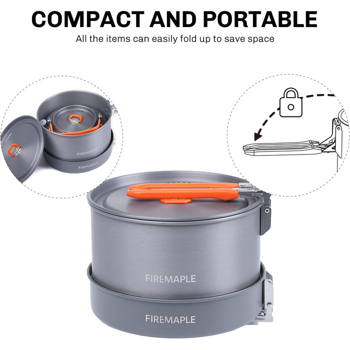 Набір посуду для кемпінгу Fire-Maple Feast Series | Посуд для приготування їжі на природі | З набором каструль, чайника, сковорідки, тарілок та лопатки | Преміум-якість | Ідеальний набір для подорожей, хайкінгу, автокемпінгу та надзвичайних ситуацій (сіри