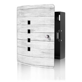 Настінний ящик для ключів banjado Design зі сталі (на 10 ключів), білий з малюнком, магнітний замок, 24 x 21,5 x 7 см