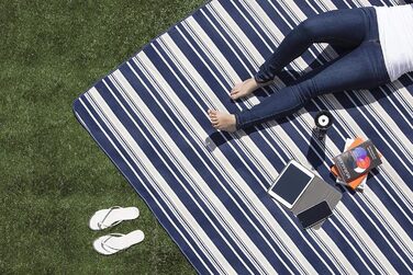 Пікнікова ковдра Picnic Time Carnaby Street XL, синя смужка, для вулиці