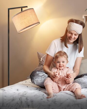 Стельова лампа EDISHINE для вітальні 160 см, аркова лампа сучасний дизайн з регульованим абажуром з льону, LED E27, чорний колір, для спальні, дитячої кімнати